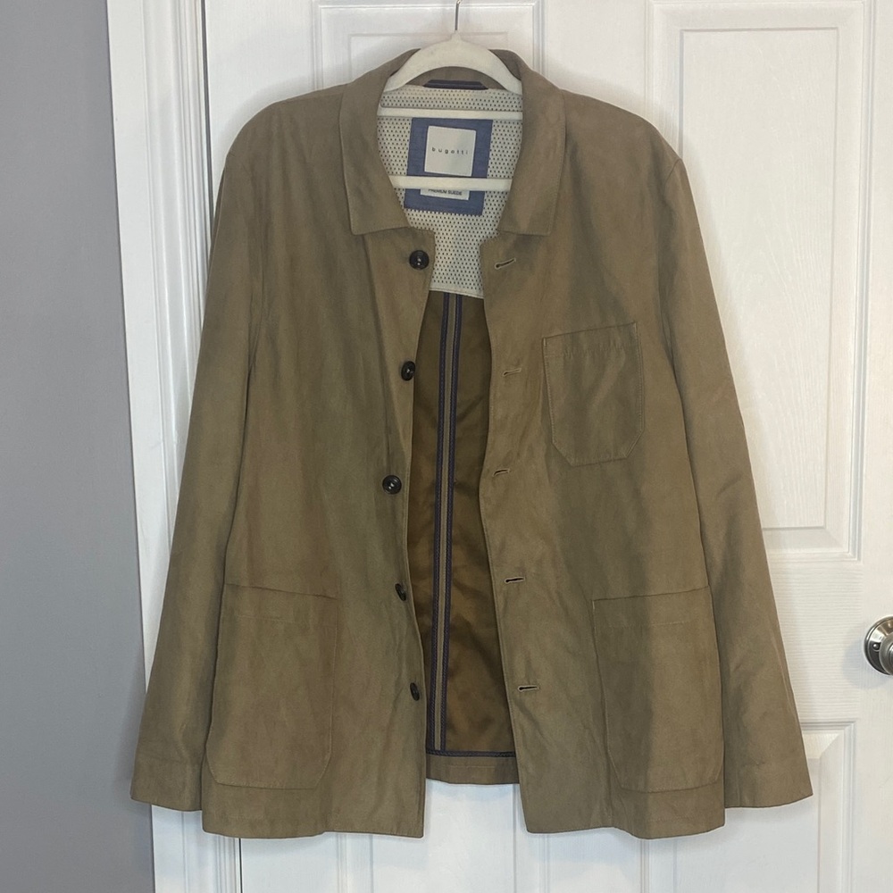 Bugatti Tan Premium Suede Button Front Jacket European Designer US 44R - Picture 11 of 16